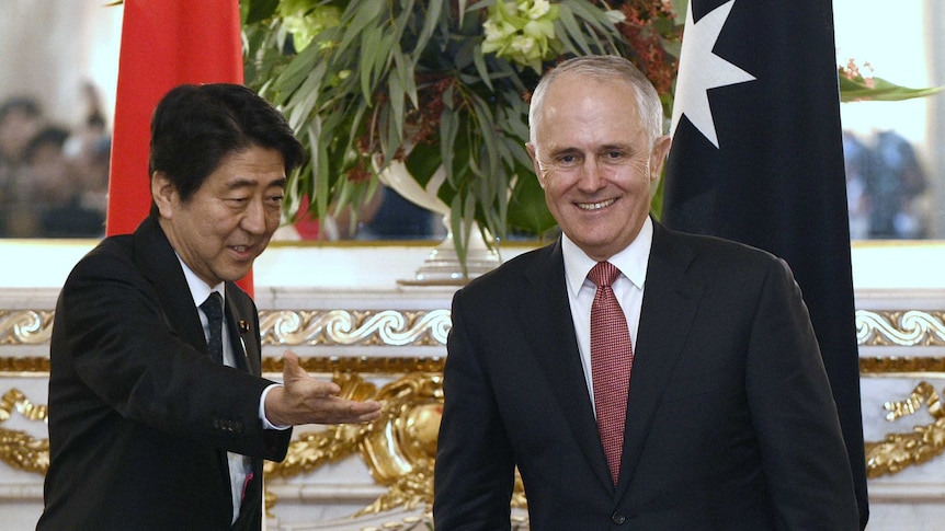 Shinzo Abe welcomes PM Malcolm Turnbull in Tokyo