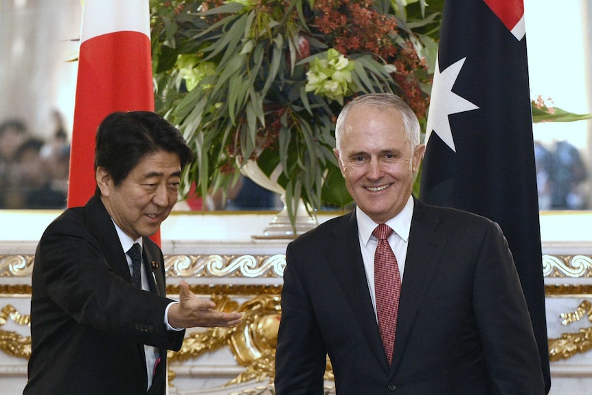 Shinzo Abe welcomes PM Malcolm Turnbull in Tokyo