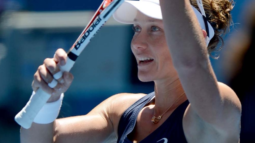 Samantha Stosur wins her first-round match