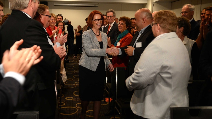 Gillard arrives to standing ovation
