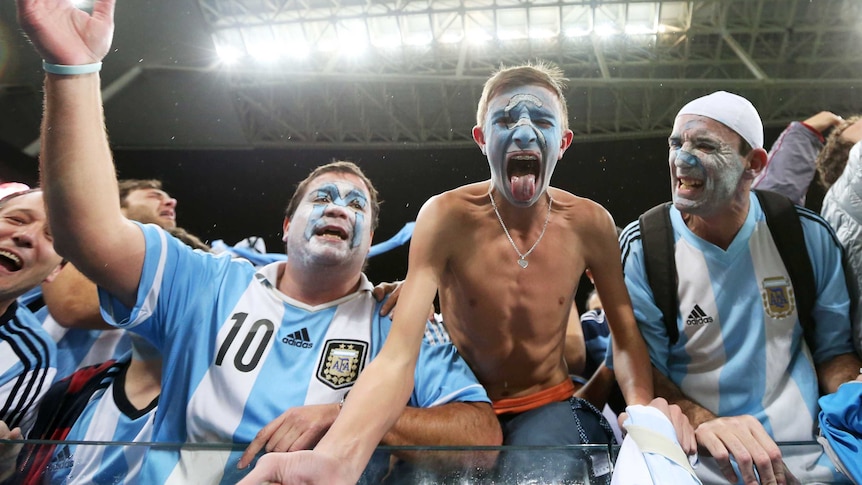 Argentina fans celebrate during semi-final