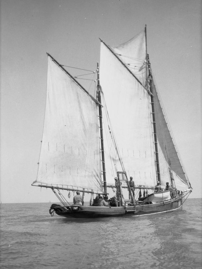 A Broome luggerr under full sail.