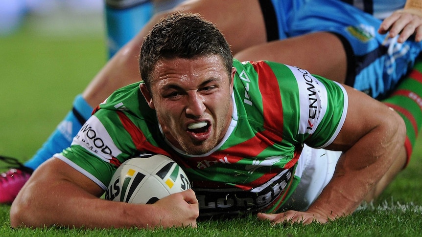 Try time ... Sam Burgess crosses for a four-pointer