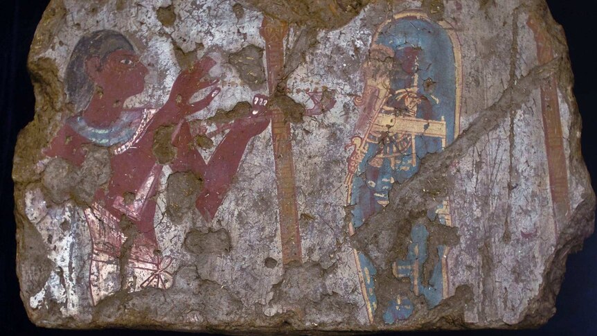 An ancient painting on a slab of rock