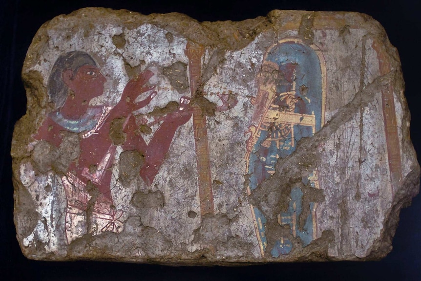 An ancient painting on a slab of rock