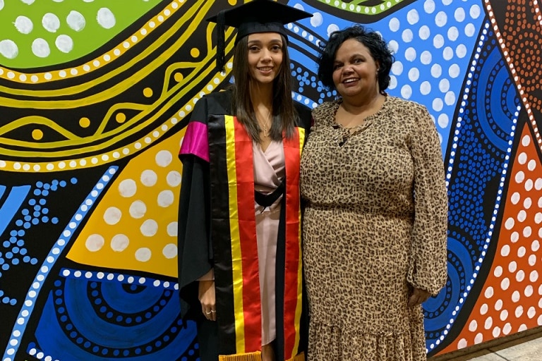 Alexis Moran and her mum at her university graduation.