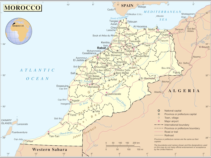 摩洛哥地图。