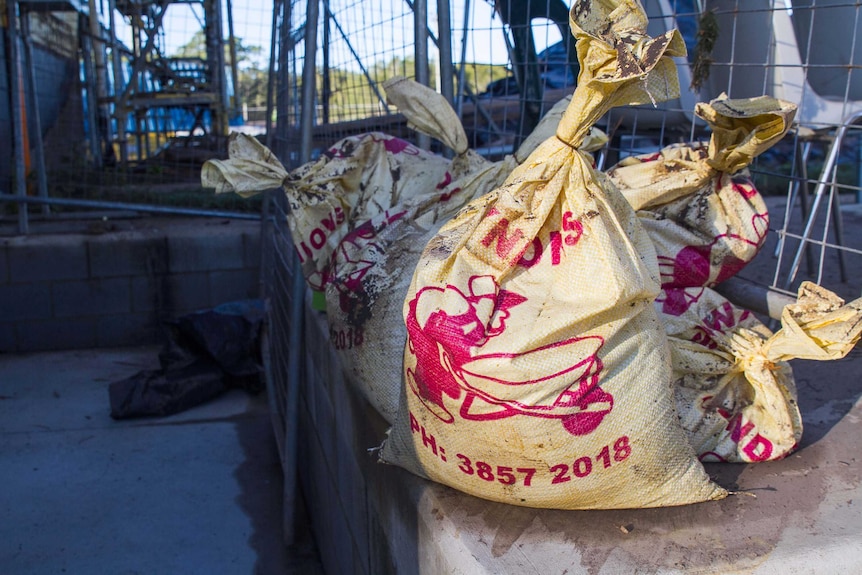 Sandbags near clubhouse