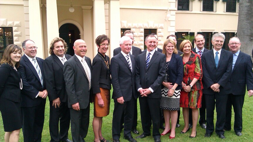 Premier Jay Weatherill and his new ministry at Government House