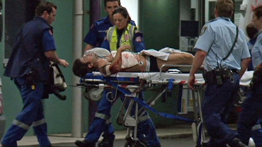 Fadi Ibrahim is taken into hospital after being shot June 6 2009