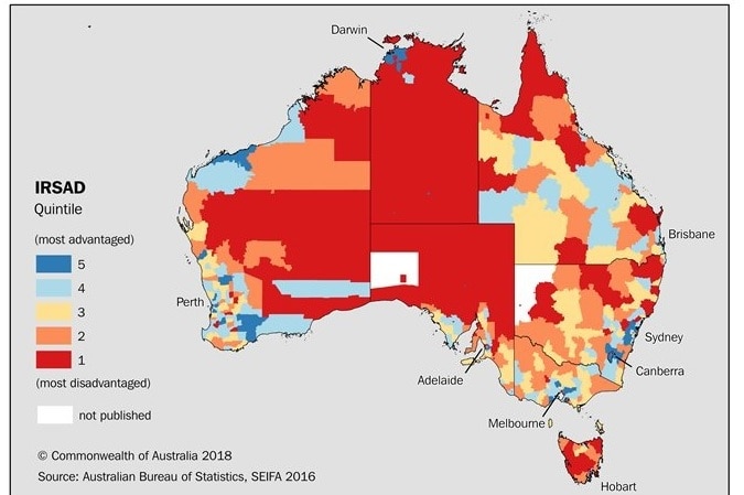 A multicolour map of Australia.
