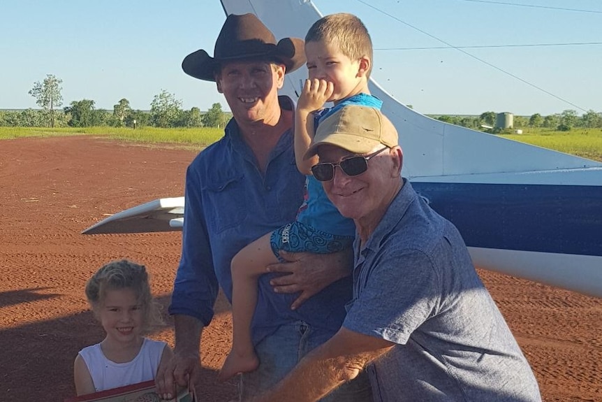 A cattle station family receives an aerial pizza delivery