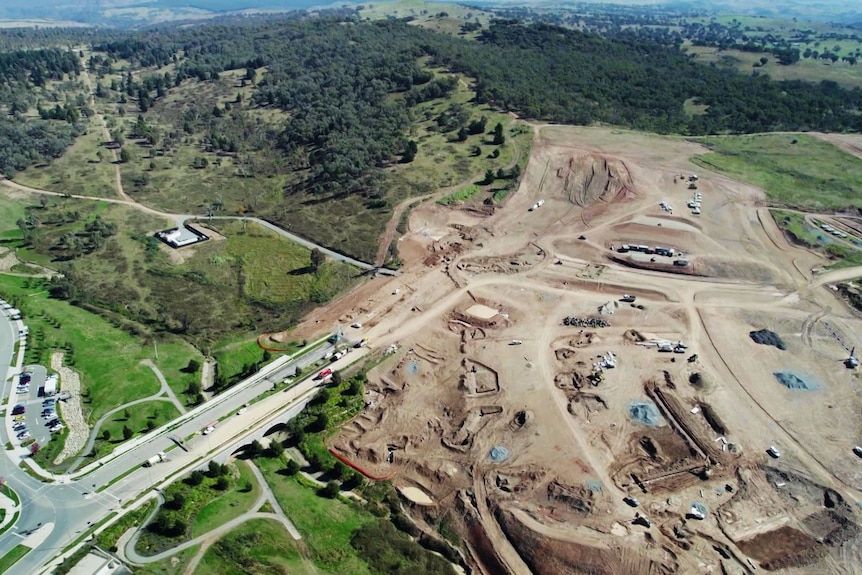 Aerial image of new housing development in Molonglo Valley