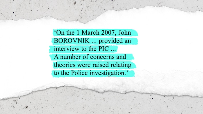 A quote from a police document referring to a man who gave evidence during Keli Lane's trial.