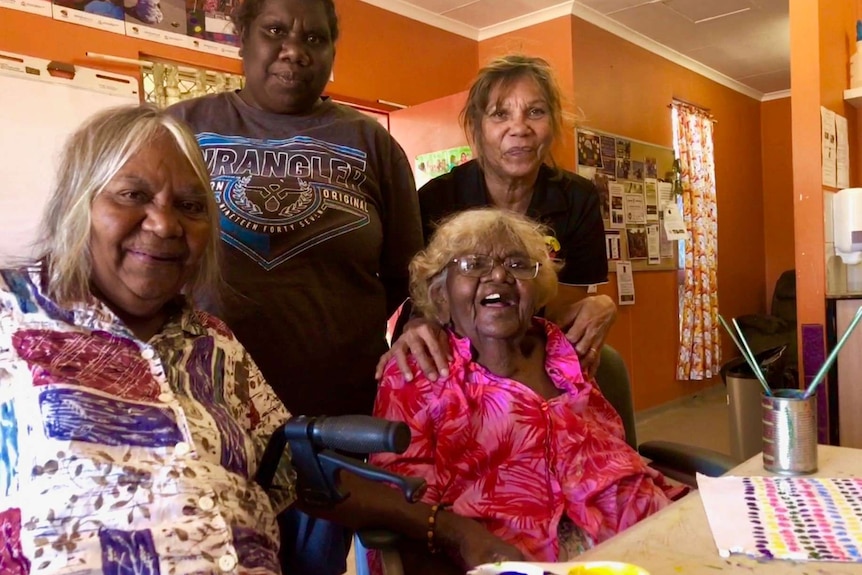 Bidyadanga residents and carers Angelina Nanudie, Zarena Richards, Rosie Spencer and Faye Dean.