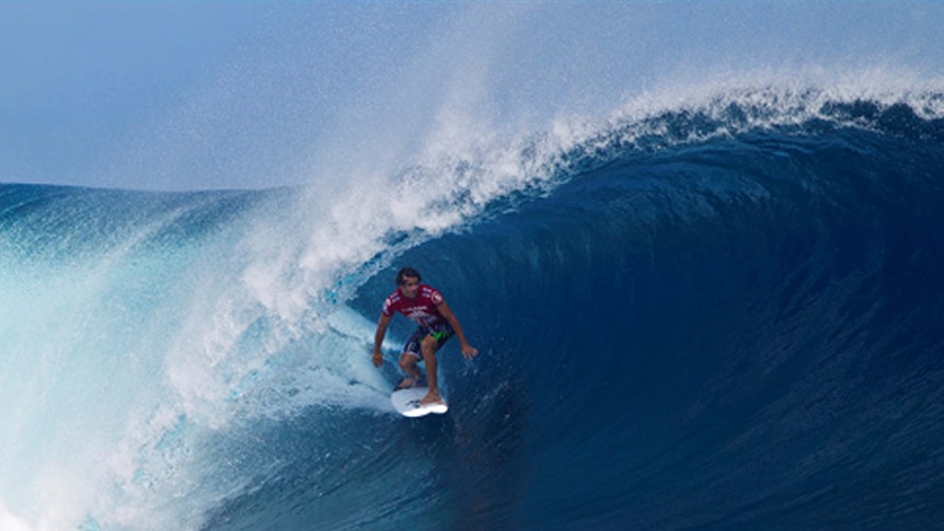 Queensland surfer Julian Wilson wins his world championship heat in Fiji.