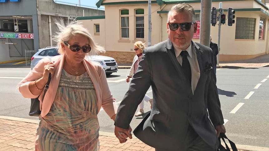 Rob Messenger and his wife Fern arrive at court