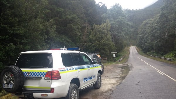 Tasmania Police 4WD near Newell Creek on Tasmania's West Coast searching for missing bushwalker Siegmund Glowacki