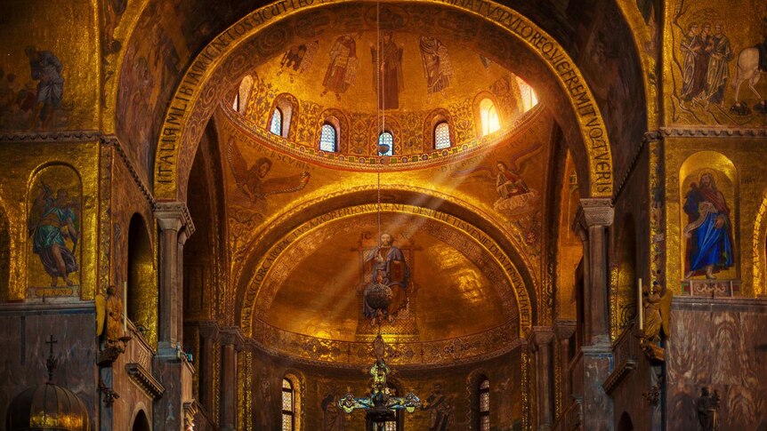 Inside Saint Mark's Basilica, Venice, Italy.