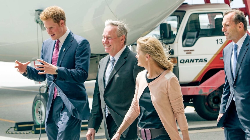 Prince Harry met by WA premier at Perth Airport