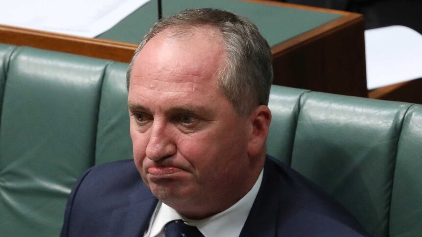 Deputy Prime Minister Barnaby Joyce looks deep in thought during question time in parliament.