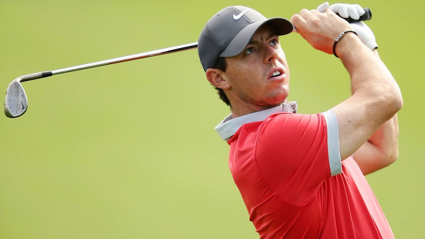 Rory McIlroy warms up for the Australian Open
