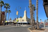 An Australian high street with blue sky in background