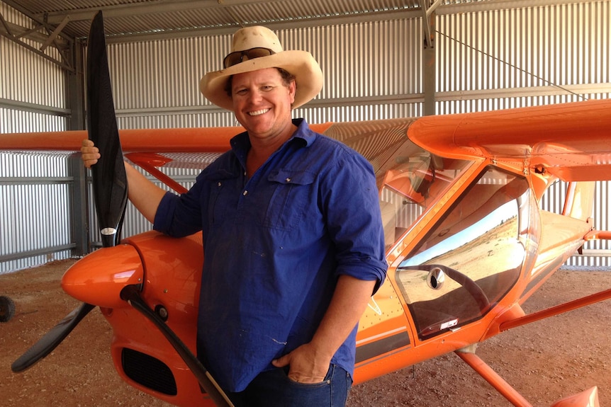 Far-west NSW grazier Luke Mashford uses 'Pumpkin' to muster livestock on his outback property.