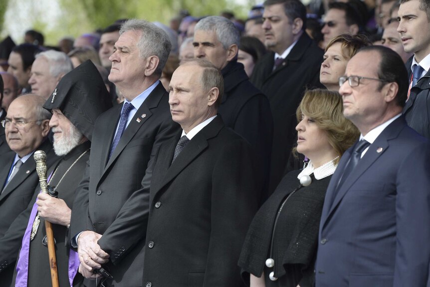World leaders attend a commemoration ceremony marking the mass killing of Armenians