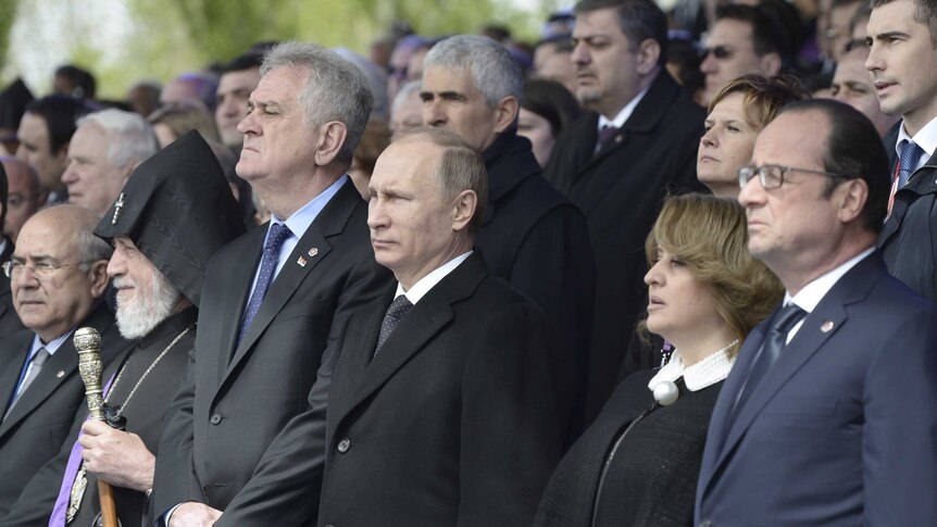 World leaders attend a commemoration ceremony marking the mass killing of Armenians