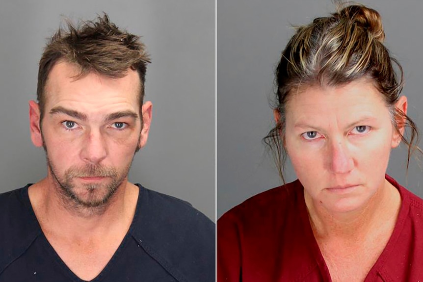 Man and a woman in a composite mug shot.