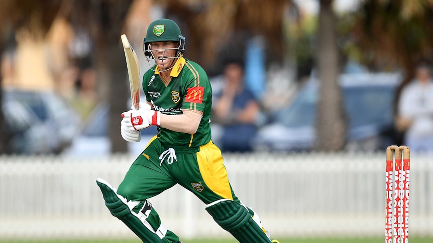 David Warner bats for Randwick-Petersham