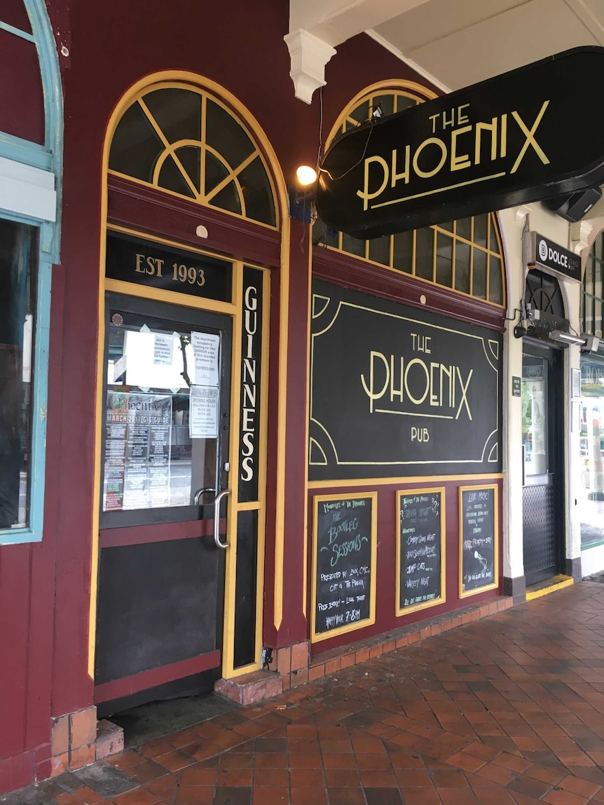 The front door of the Phoenix Pub in Canberra.