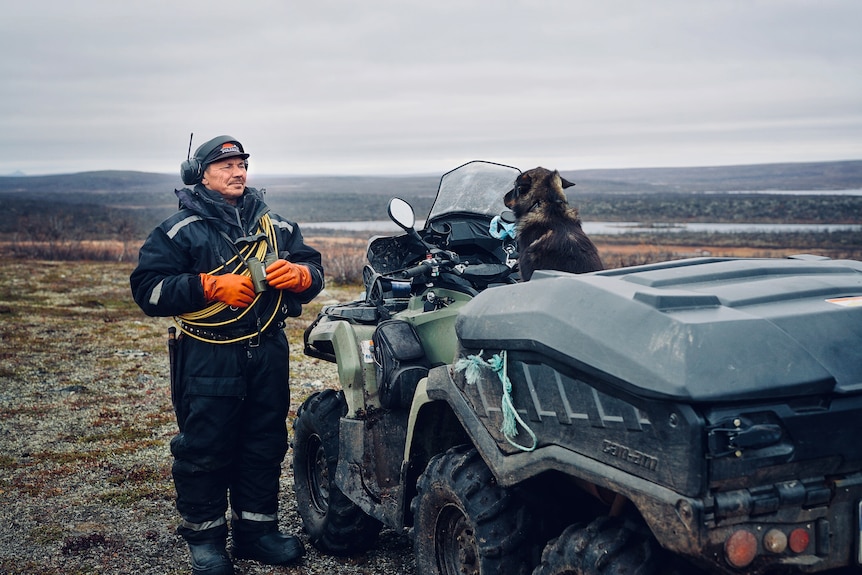 Nils Mathis and his dog.