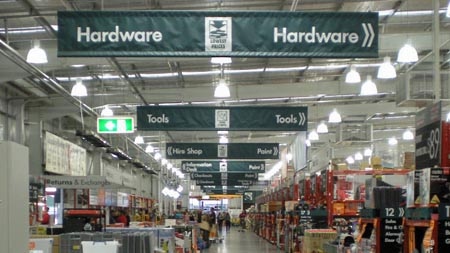Aisles of a Bunnings hardware store