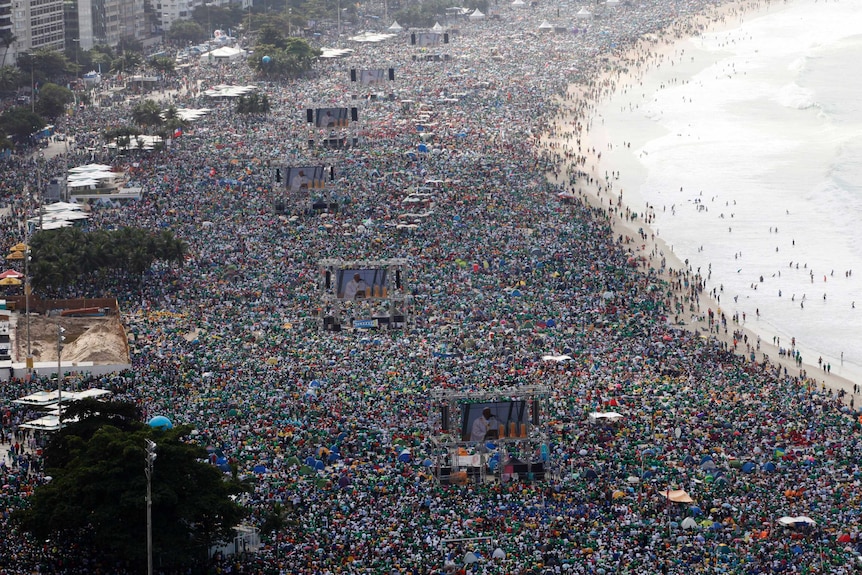 About 3 million pack Copacabana beach for Pope's mass