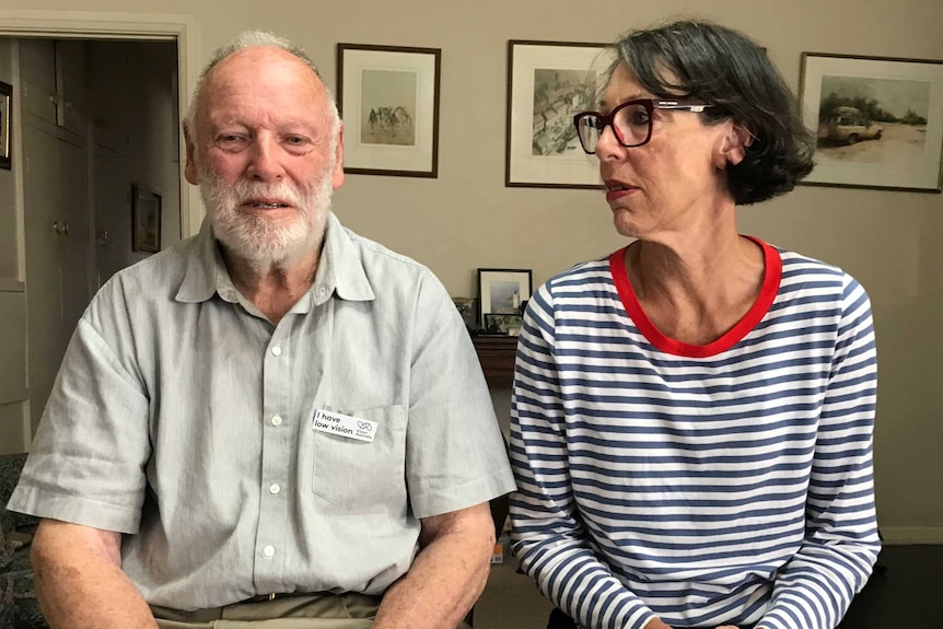 Bruce Adams sits next to his daughter Jillian Adams