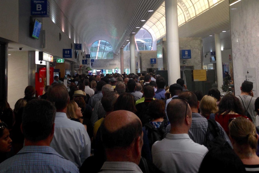 Commuters crowded into Perth bus port