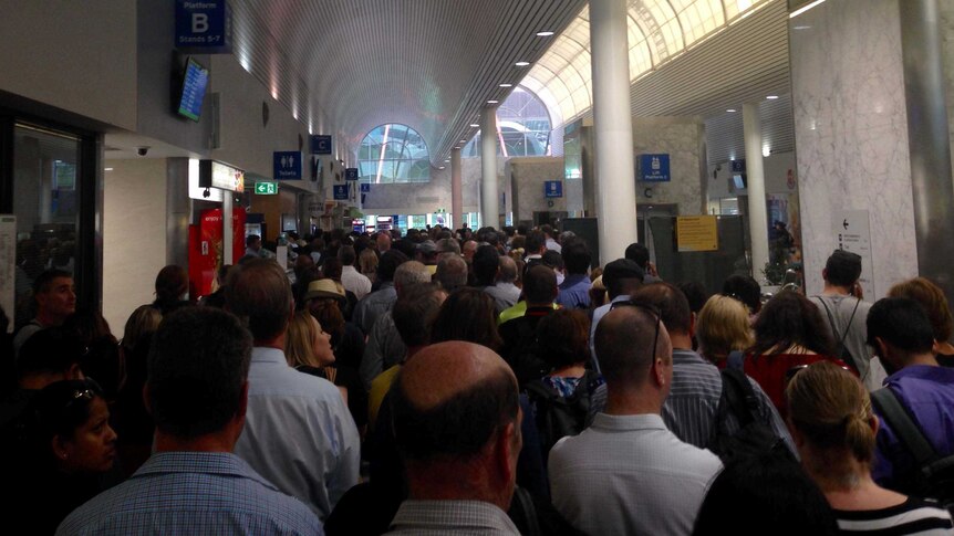 Commuters crowded into Perth bus port