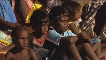 Children watch a performance at the Garma Festival
