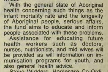 A clip of a newspaper article tells readers ACBF will provide assistance to educate future.health workers