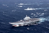 去年，中国的辽宁舰航母在南海地区进行军事演习。