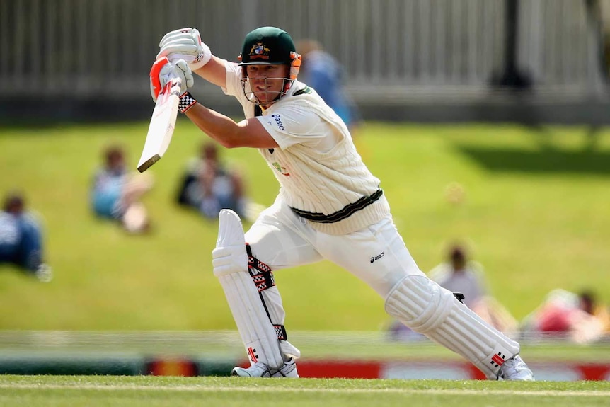 Looking for runs... David Warner bats on day four.