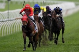 Kerrin McEvoy riding Redzel to victory in The Everest at Royal Randwick Racecourse.