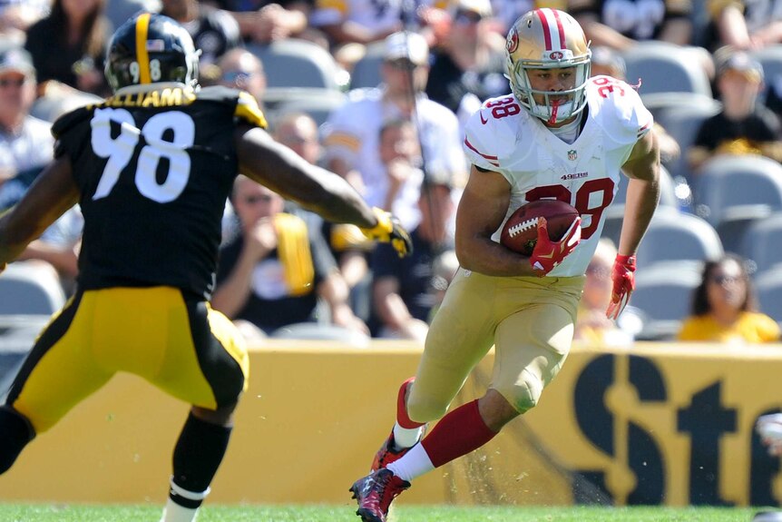 Jarryd Hayne playing for San Francisco 49ers during his stint in the NFL in 2015.