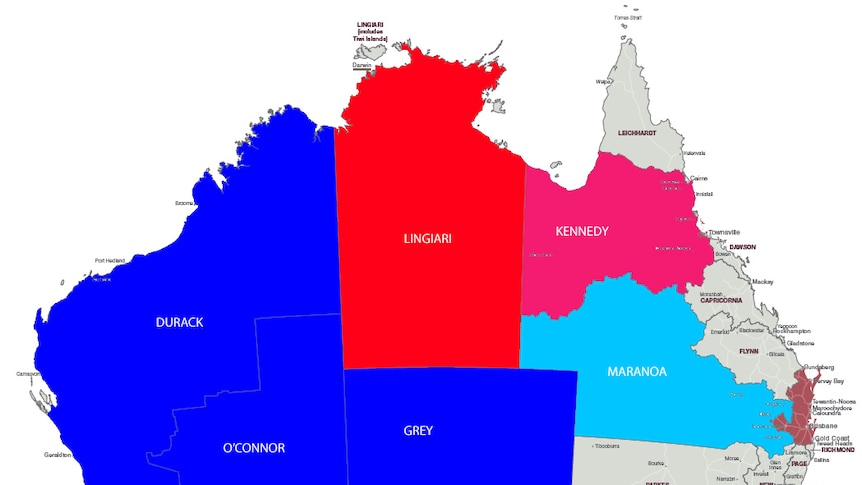 Map highlighting Australia's six largest electorates.