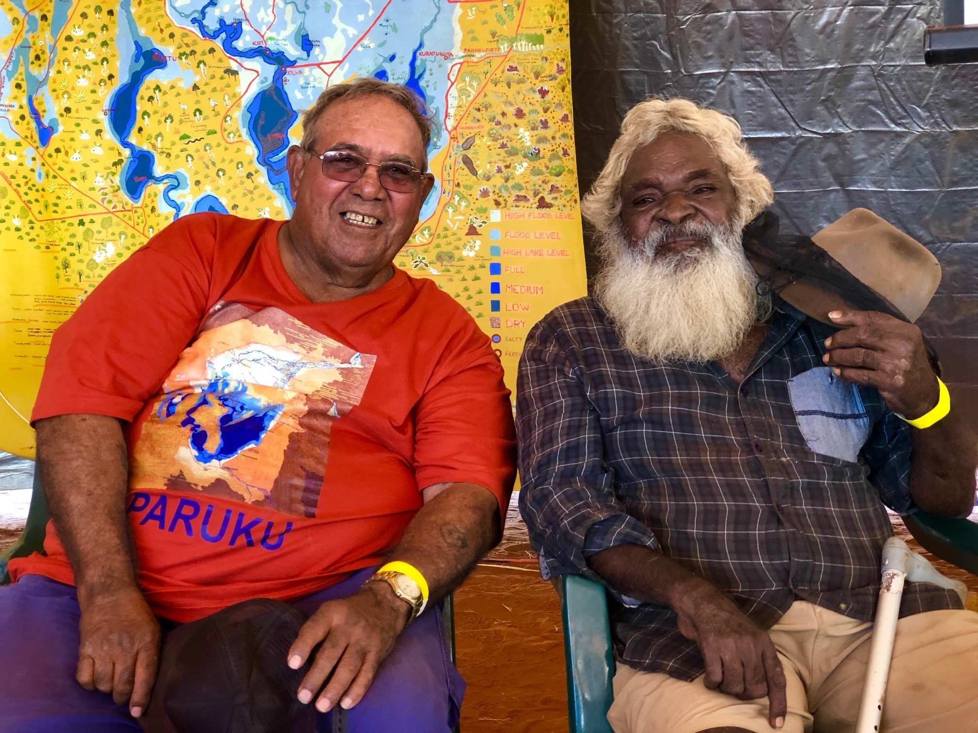 Two men sitting together, one, Gordon Marshall, has a big bushy beard.