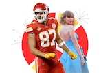 Travis Kelce and Taylor Swift artwork