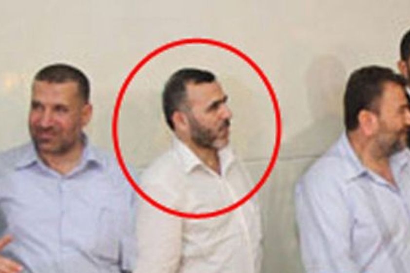 Marwan Issa, the deputy head of Hamas's military wing, circled in a photo circulated on social media in 2015. The photo or its source could not be immediately verified.
