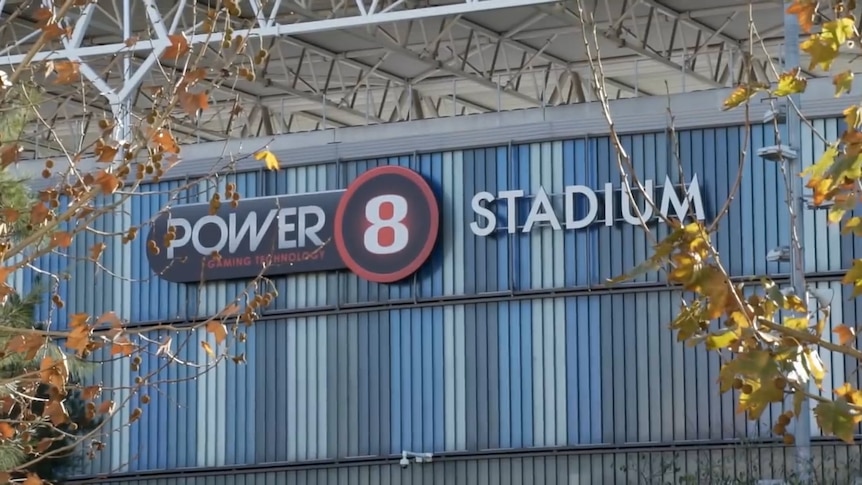 The Power8 sign emblazoned on RCD Espanyol's stadium in Barcelona